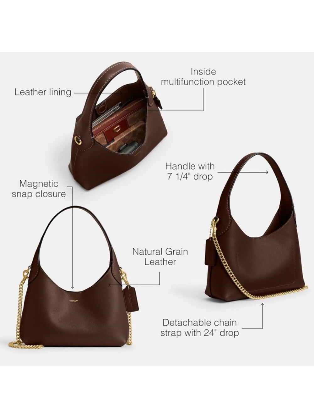 EUC Authentic Coach Brooklyn 23 in Maple - Picture 9 of 10
